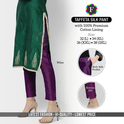 women's TAFFETA cotton SILK PANT 12 colours - SWASTIK CREATIONS The Trend Point