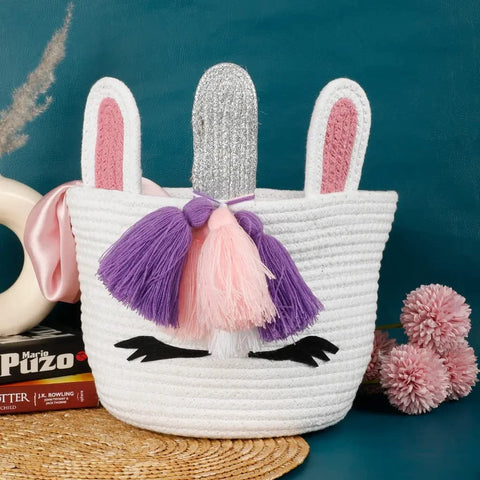 Unicorn Cotton Basket with Tassels - SWASTIK CREATIONS The Trend Point