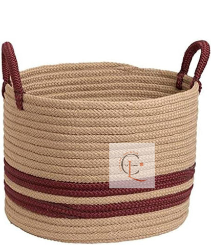 Cotton Braided Storage Pot Basket Made Of Natural Cotton with handle - SWASTIK CREATIONS The Trend Point