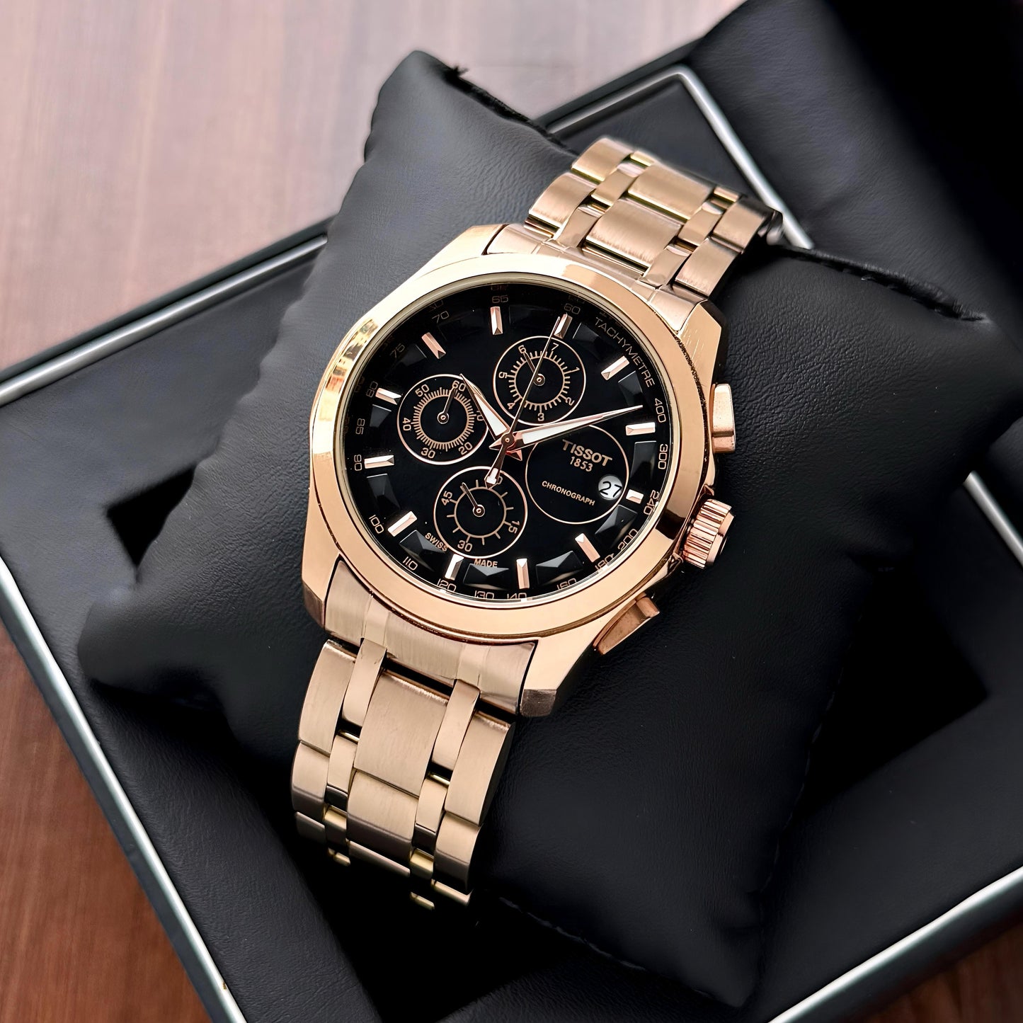 Tissot Couturier Premius Rose Gold Detailed with Perfection watch SWASTIK CREATIONS The Trend Point