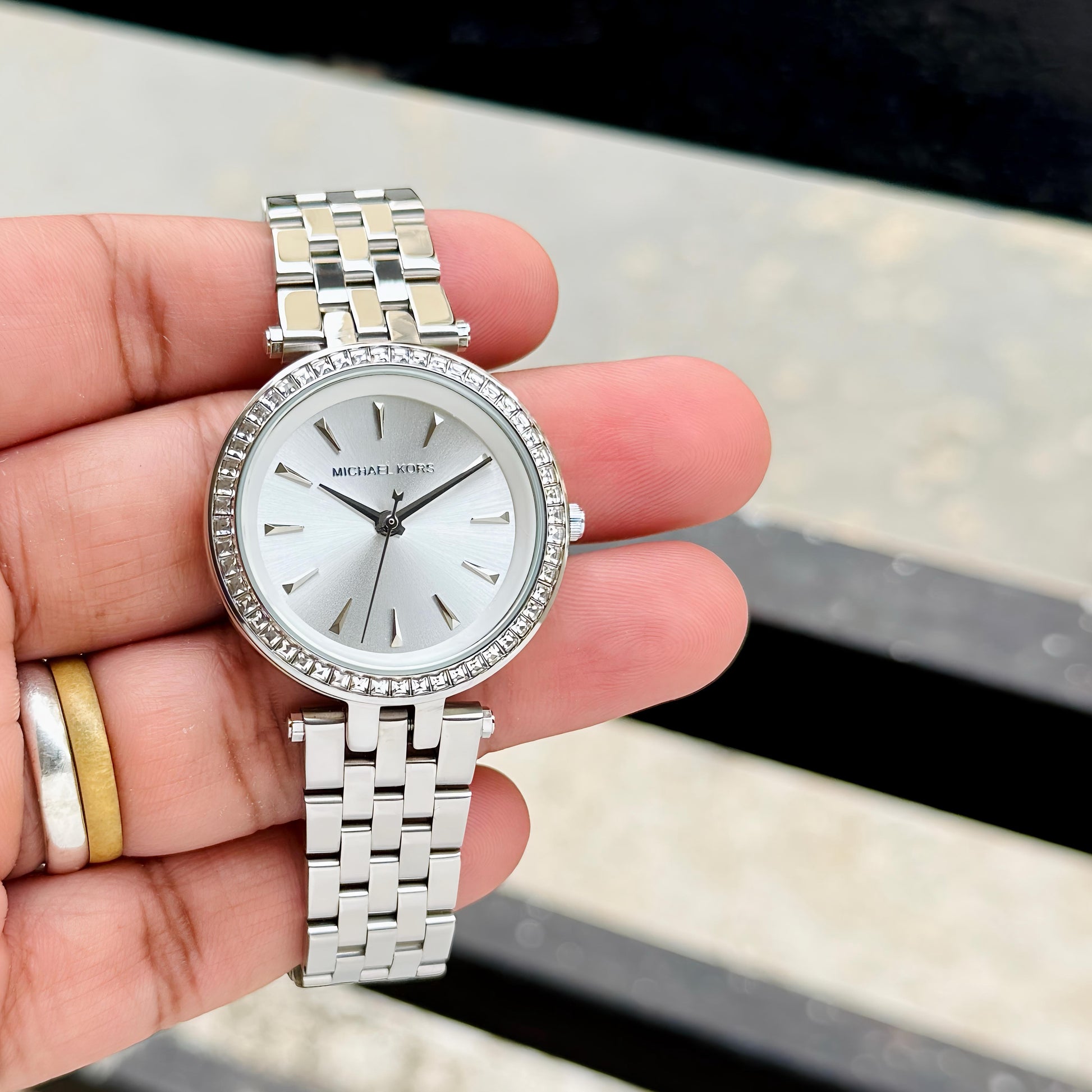 Mk3364 Michael Kors Silver toned Women's Darci Mini watch Detailed with Perfection