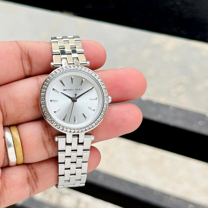 Mk3364 Michael Kors Silver toned Women's Darci Mini watch Detailed with Perfection
