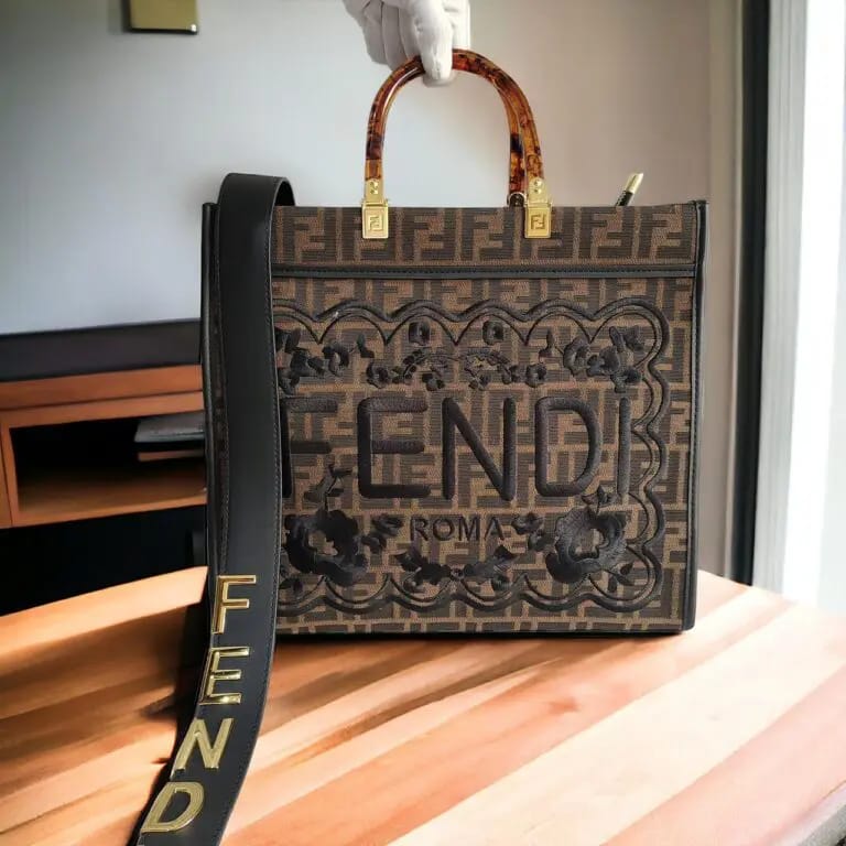 Fendi Roma Signature Embroidery Tote Bag