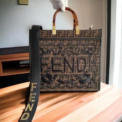 Fendi Roma Signature Embroidery Tote Bag