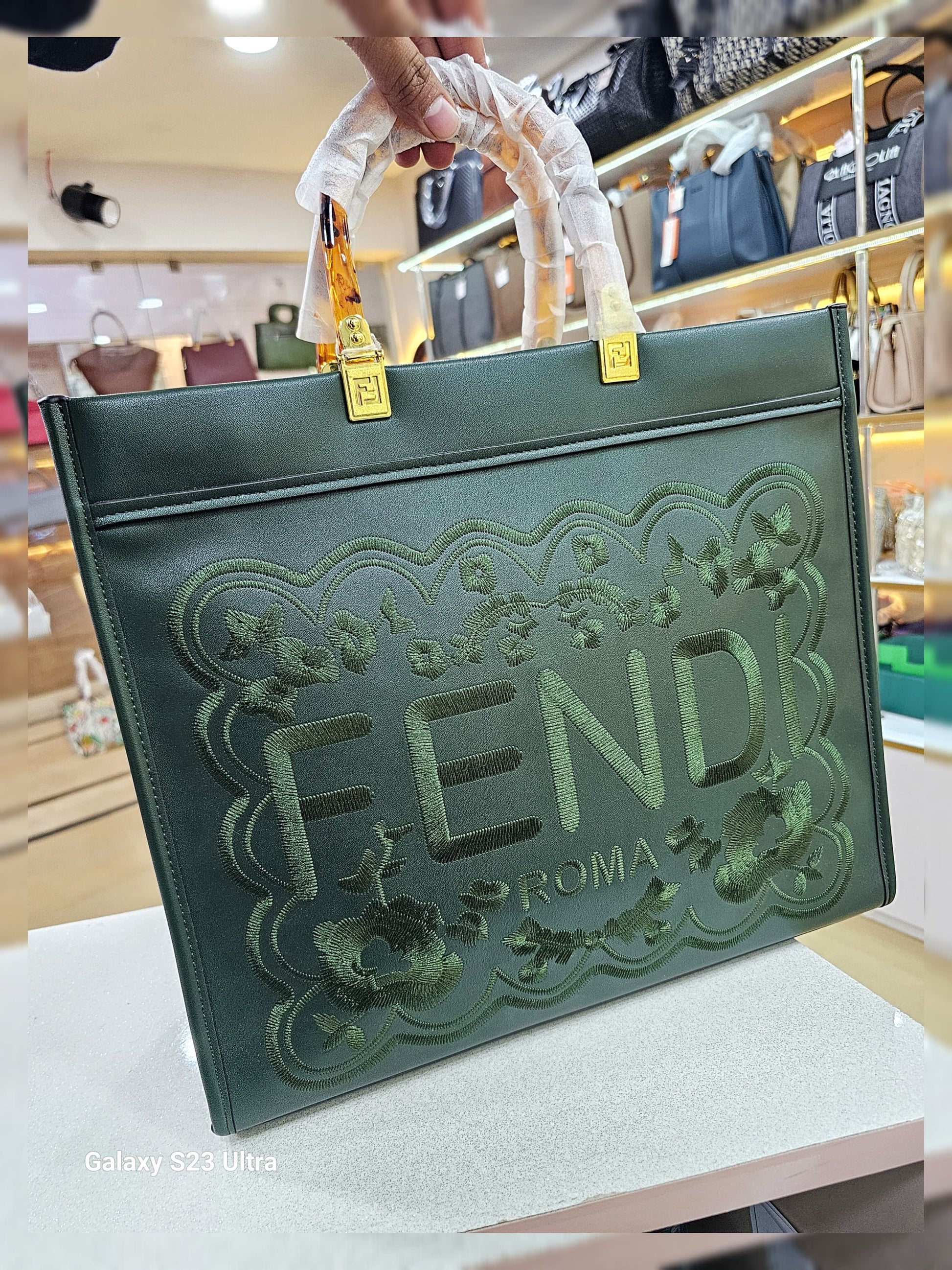 Fendi Roma Signature Embroidery Tote Bag