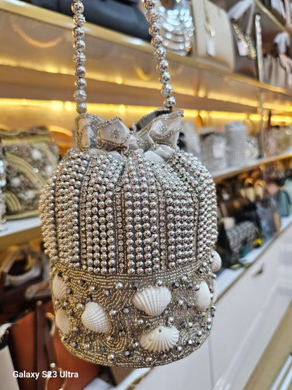 Ethnic Collection Premium Quality Potli Bag with Shell Work