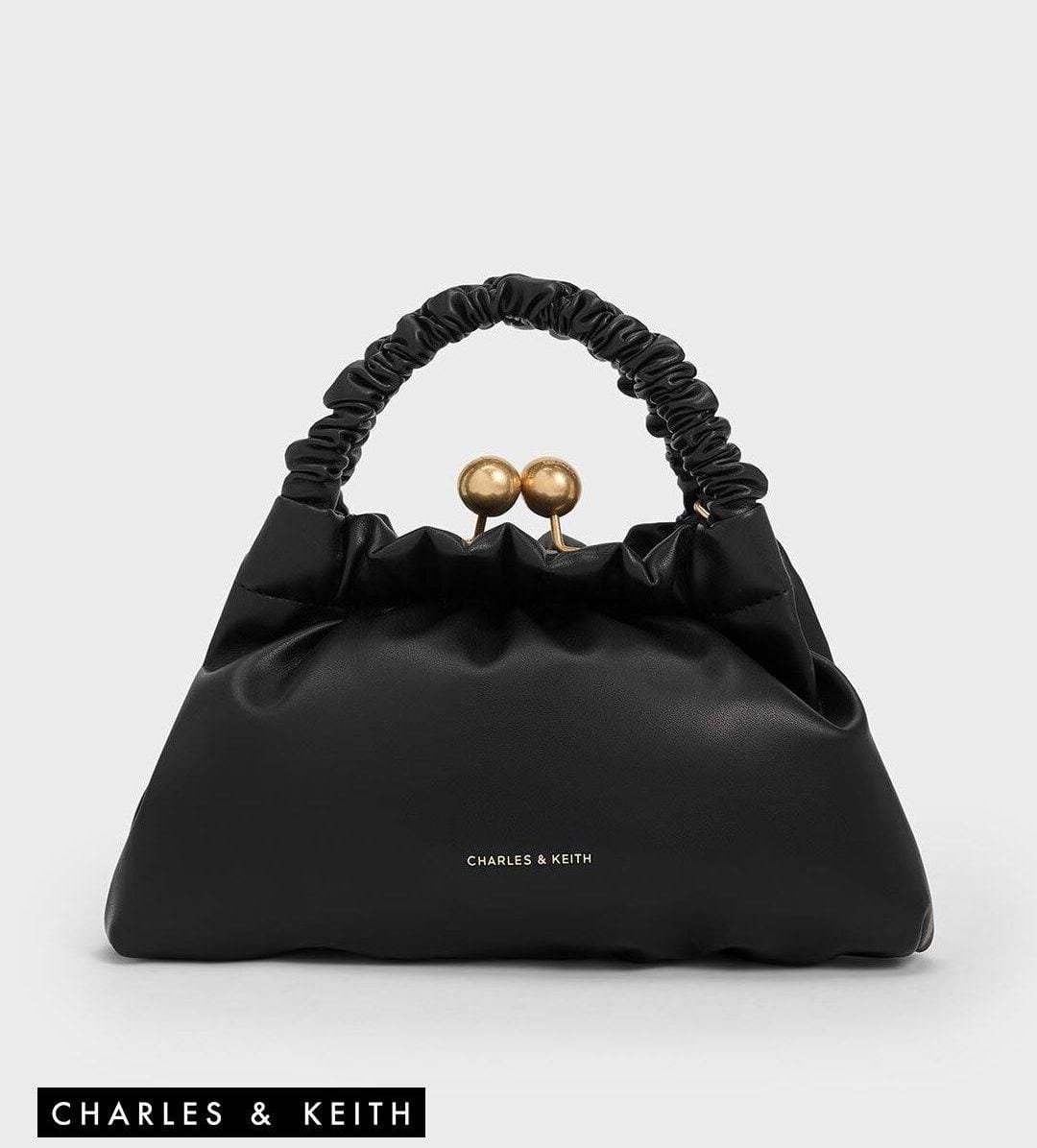 Charles and Keith Model - Eve Ruched - Handle Trapeze Premium Quality Bag