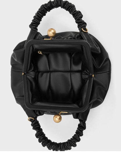 Charles and Keith Model - Eve Ruched - Handle Trapeze Premium Quality Bag