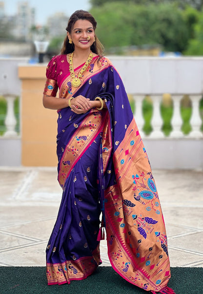 Chandrakor Paithani Soft Silk Saree (RIN116 RAJHANS)