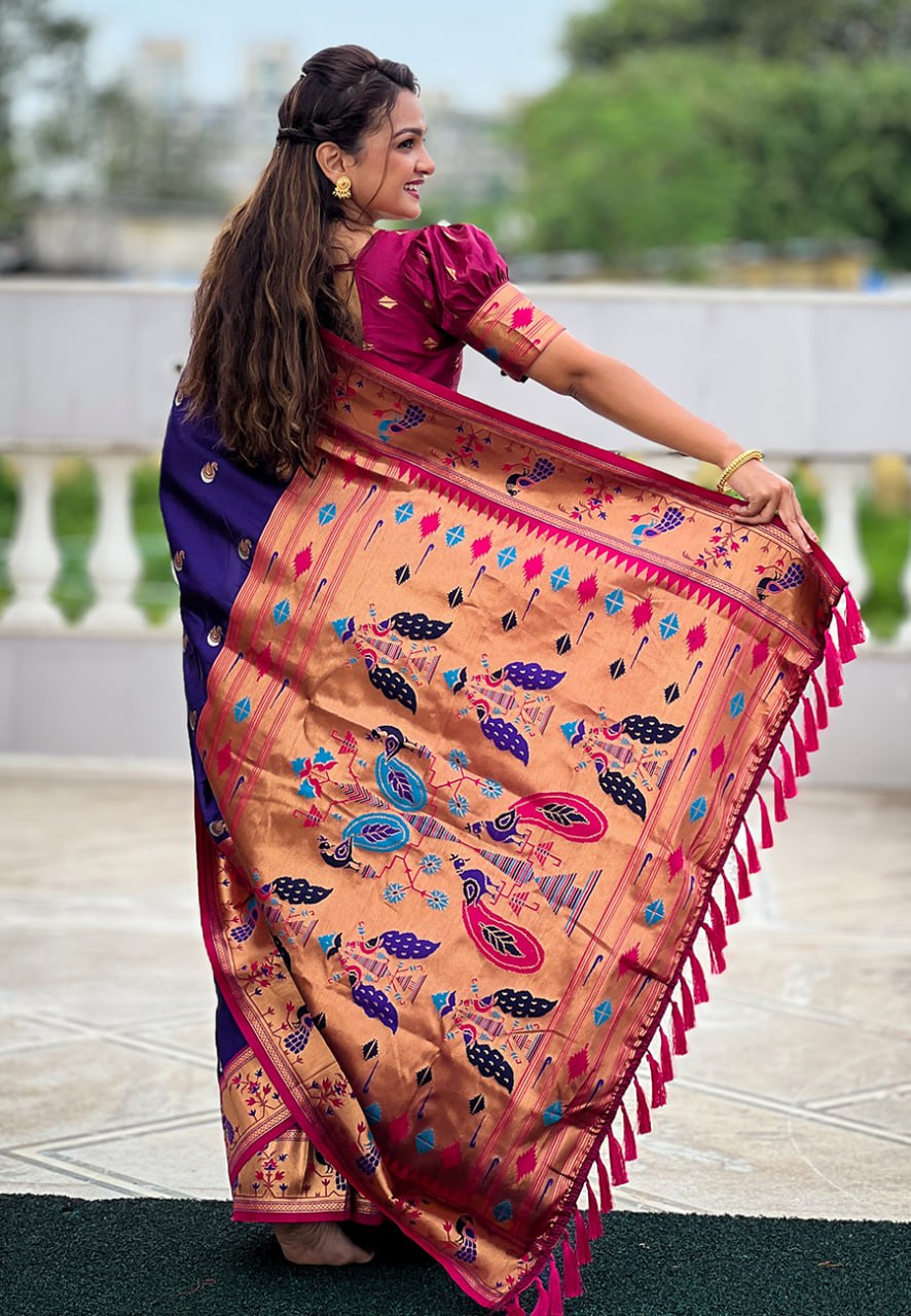 Chandrakor Paithani Soft Silk Saree (RIN116 RAJHANS)