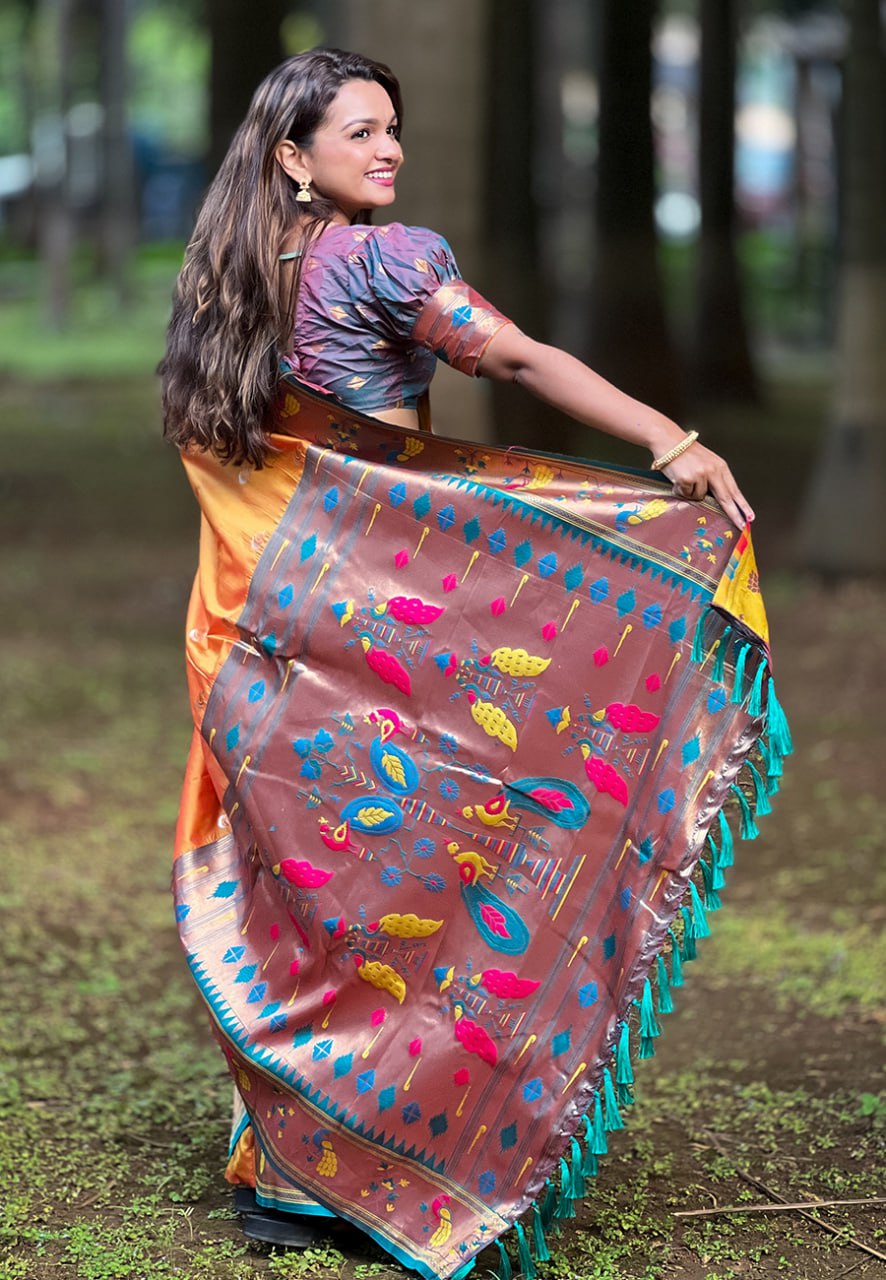 Chandrakor Paithani Soft Silk Saree (RIN116 RAJHANS) SWASTIK CREATIONS The Trend Point