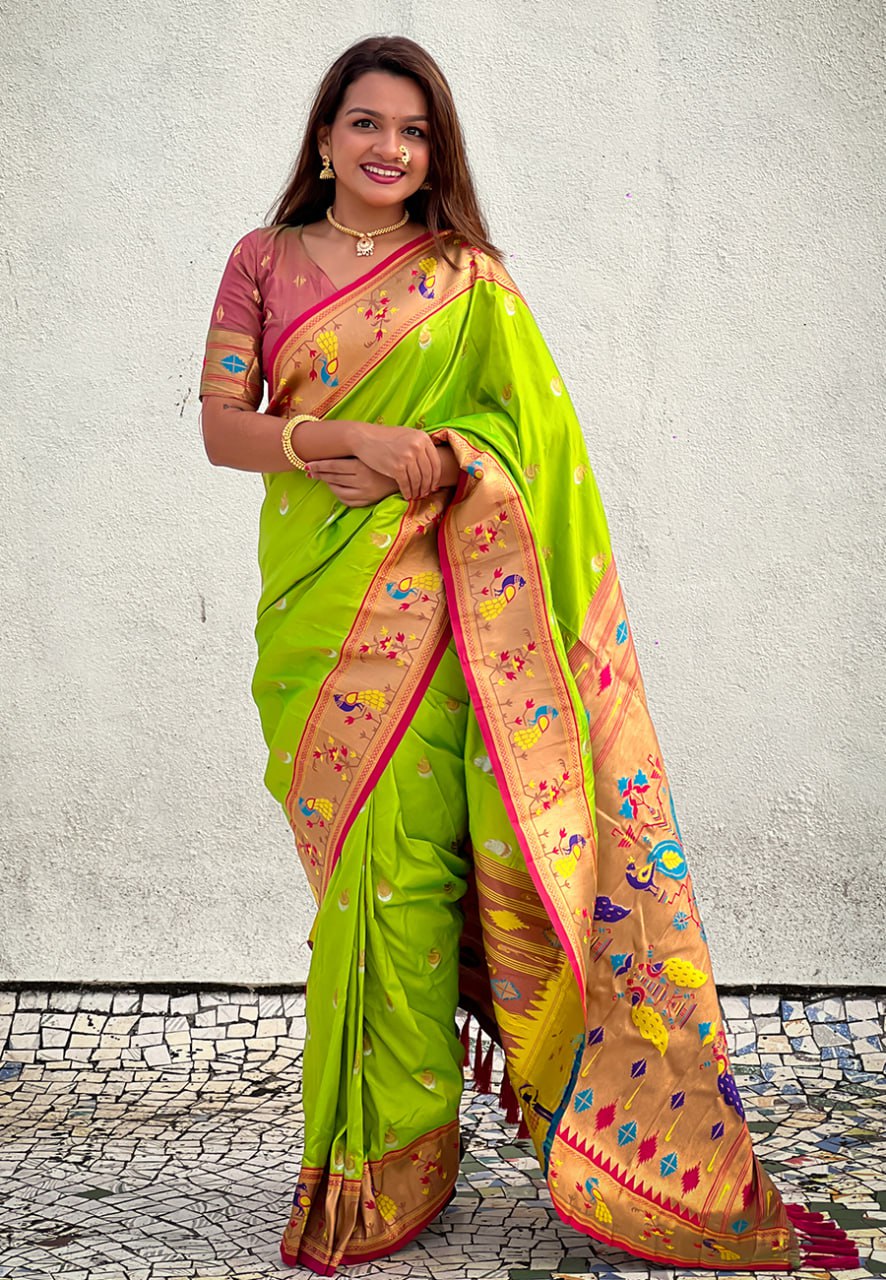 Chandrakor Paithani Soft Silk Saree (RIN116 RAJHANS)