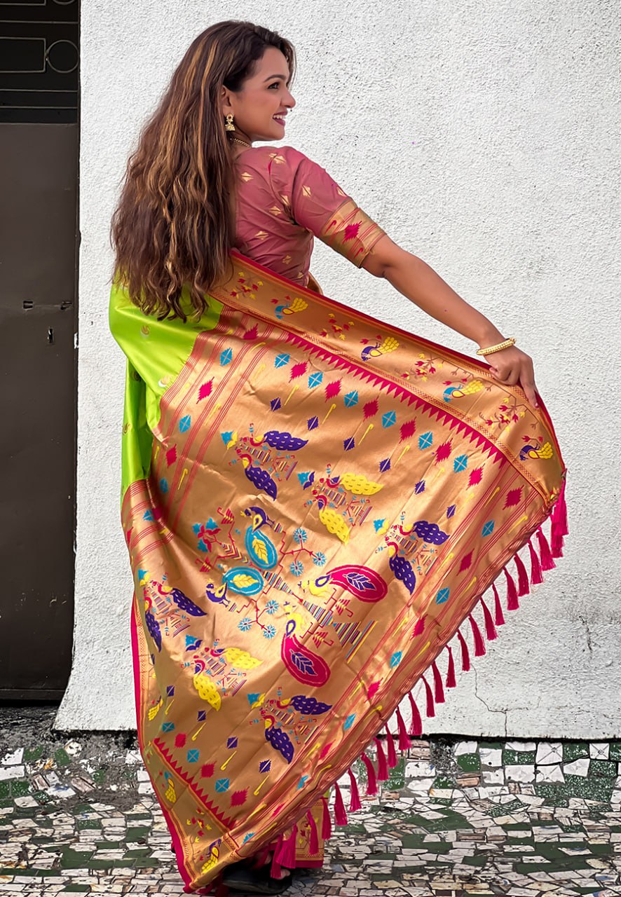 Chandrakor Paithani Soft Silk Saree (RIN116 RAJHANS) SWASTIK CREATIONS The Trend Point