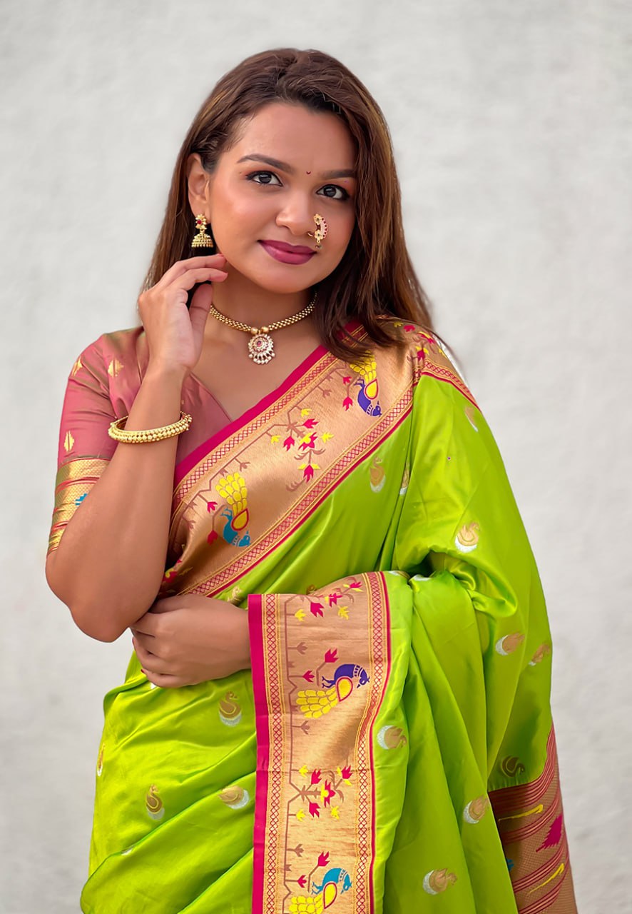 Chandrakor Paithani Soft Silk Saree (RIN116 RAJHANS) SWASTIK CREATIONS The Trend Point