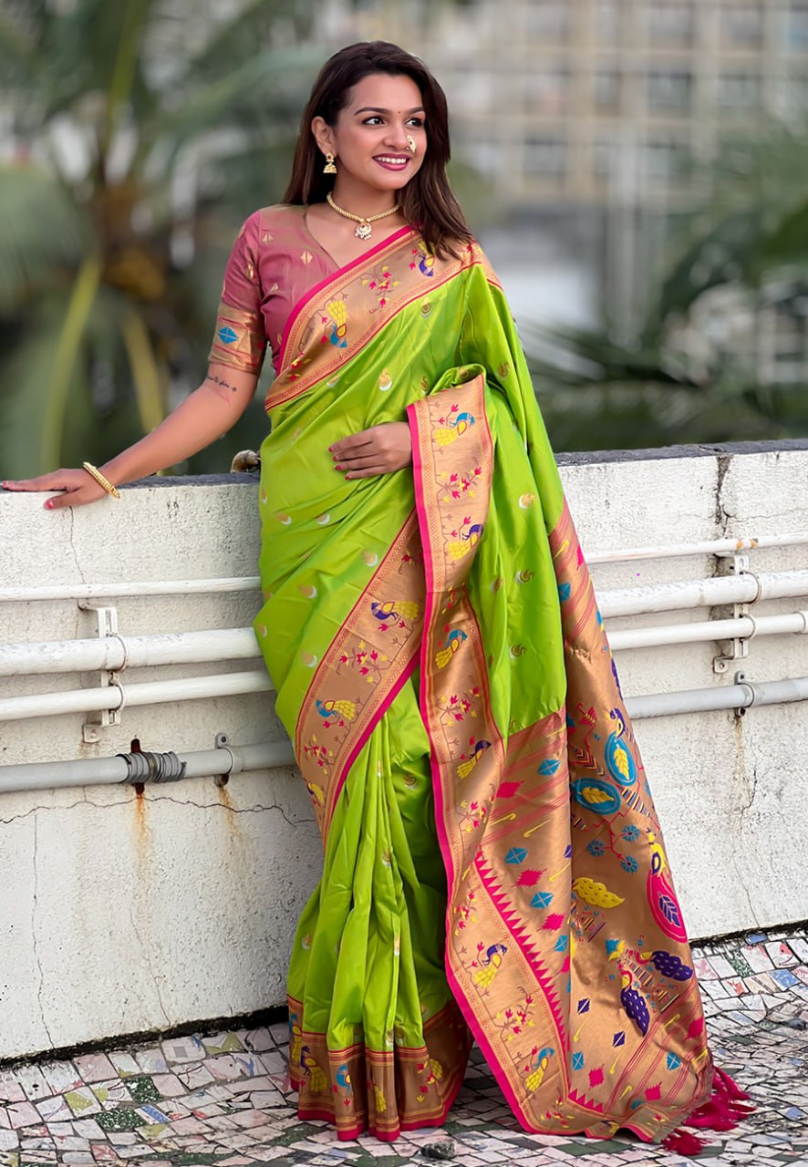 Chandrakor Paithani Soft Silk Saree (RIN116 RAJHANS) SWASTIK CREATIONS The Trend Point