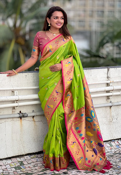 Chandrakor Paithani Soft Silk Saree (RIN116 RAJHANS)