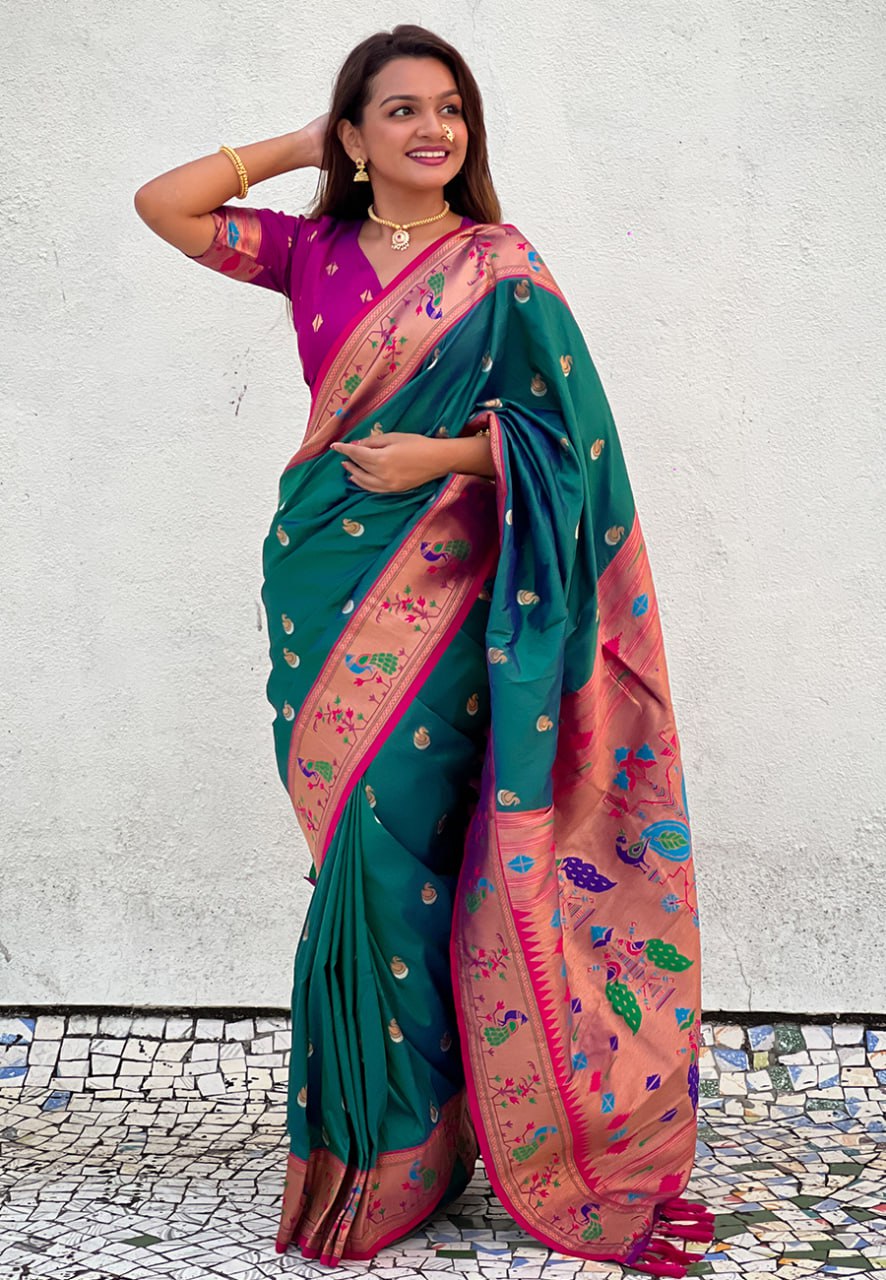 Chandrakor Paithani Soft Silk Saree (RIN116 RAJHANS)