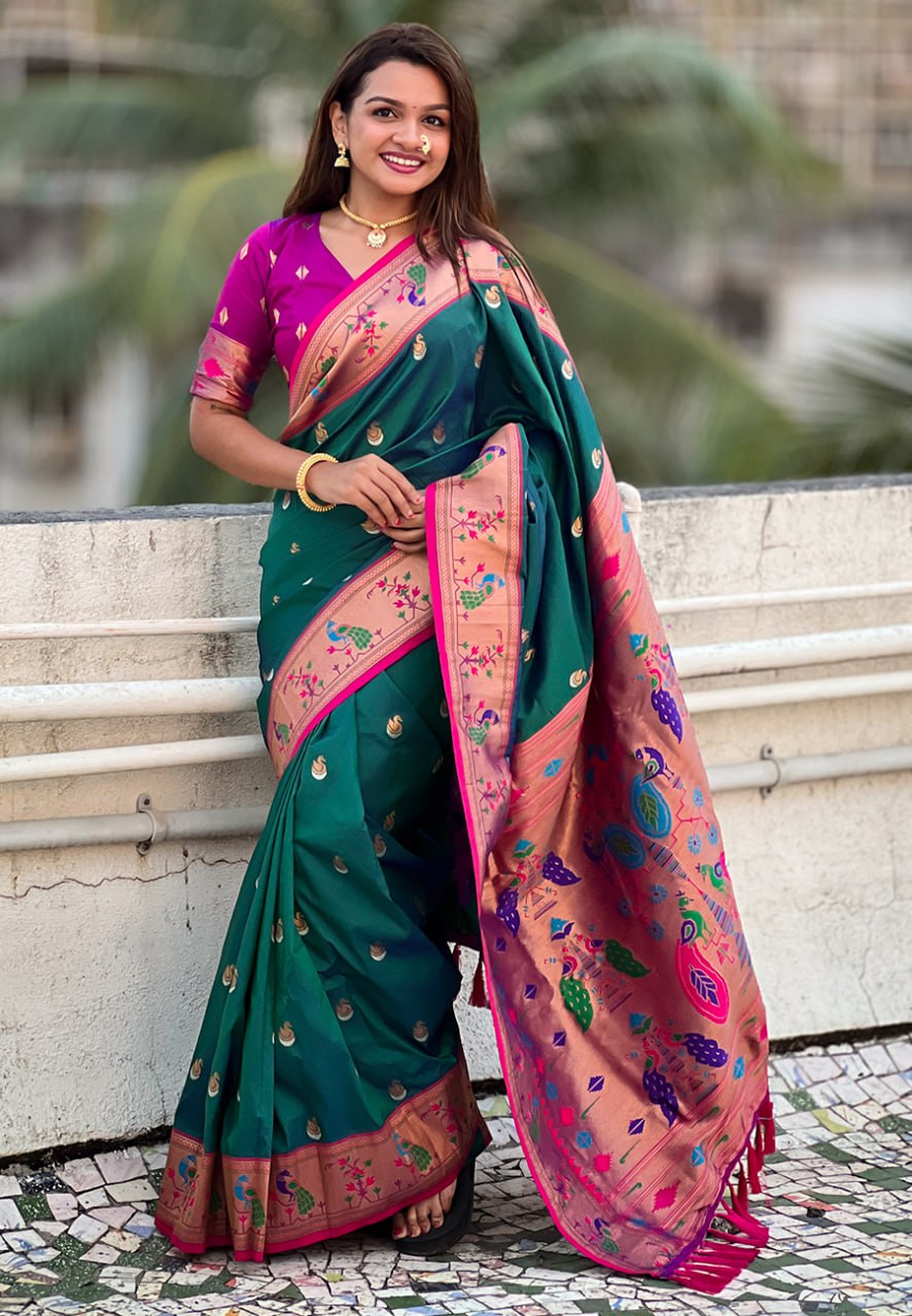 Chandrakor Paithani Soft Silk Saree (RIN116 RAJHANS) SWASTIK CREATIONS The Trend Point