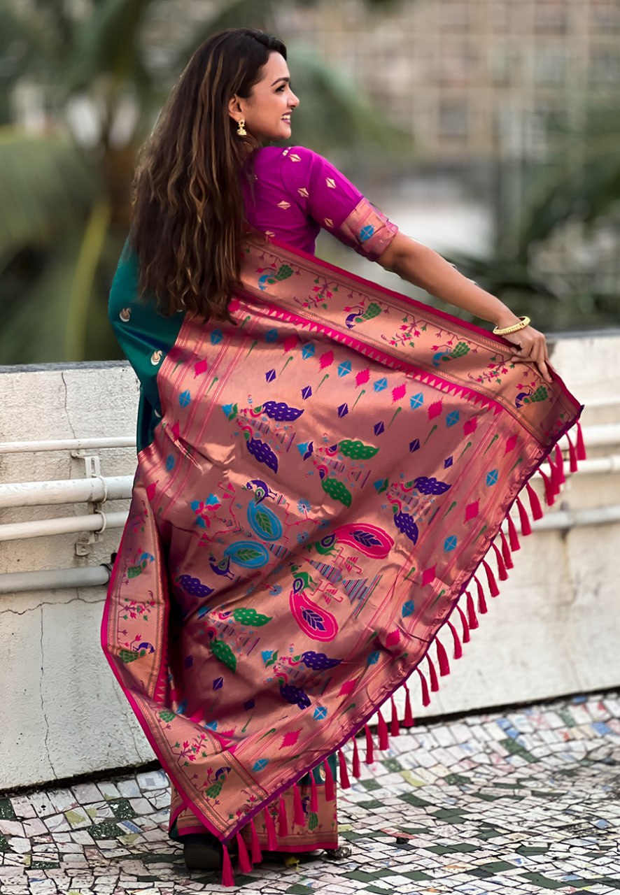 Chandrakor Paithani Soft Silk Saree (RIN116 RAJHANS) SWASTIK CREATIONS The Trend Point