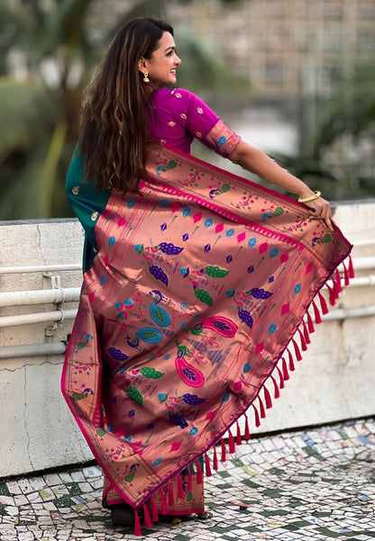 Chandrakor Paithani Soft Silk Saree (RIN116 RAJHANS)