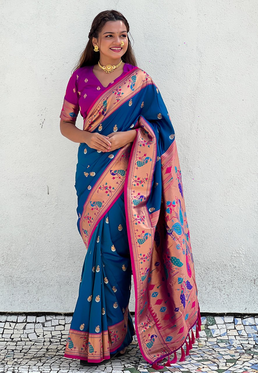 Chandrakor Paithani Soft Silk Saree (RIN116 RAJHANS)