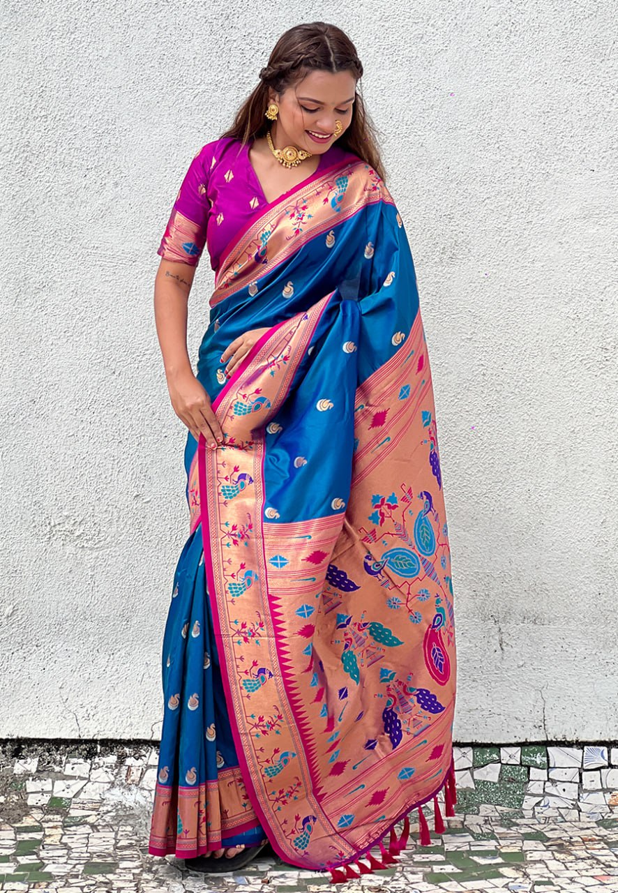 Chandrakor Paithani Soft Silk Saree (RIN116 RAJHANS)