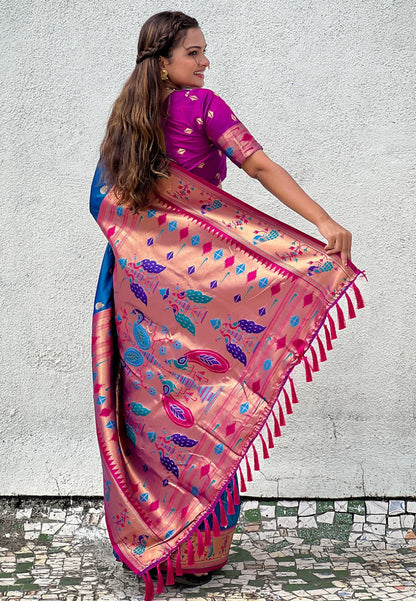 Chandrakor Paithani Soft Silk Saree (RIN116 RAJHANS)