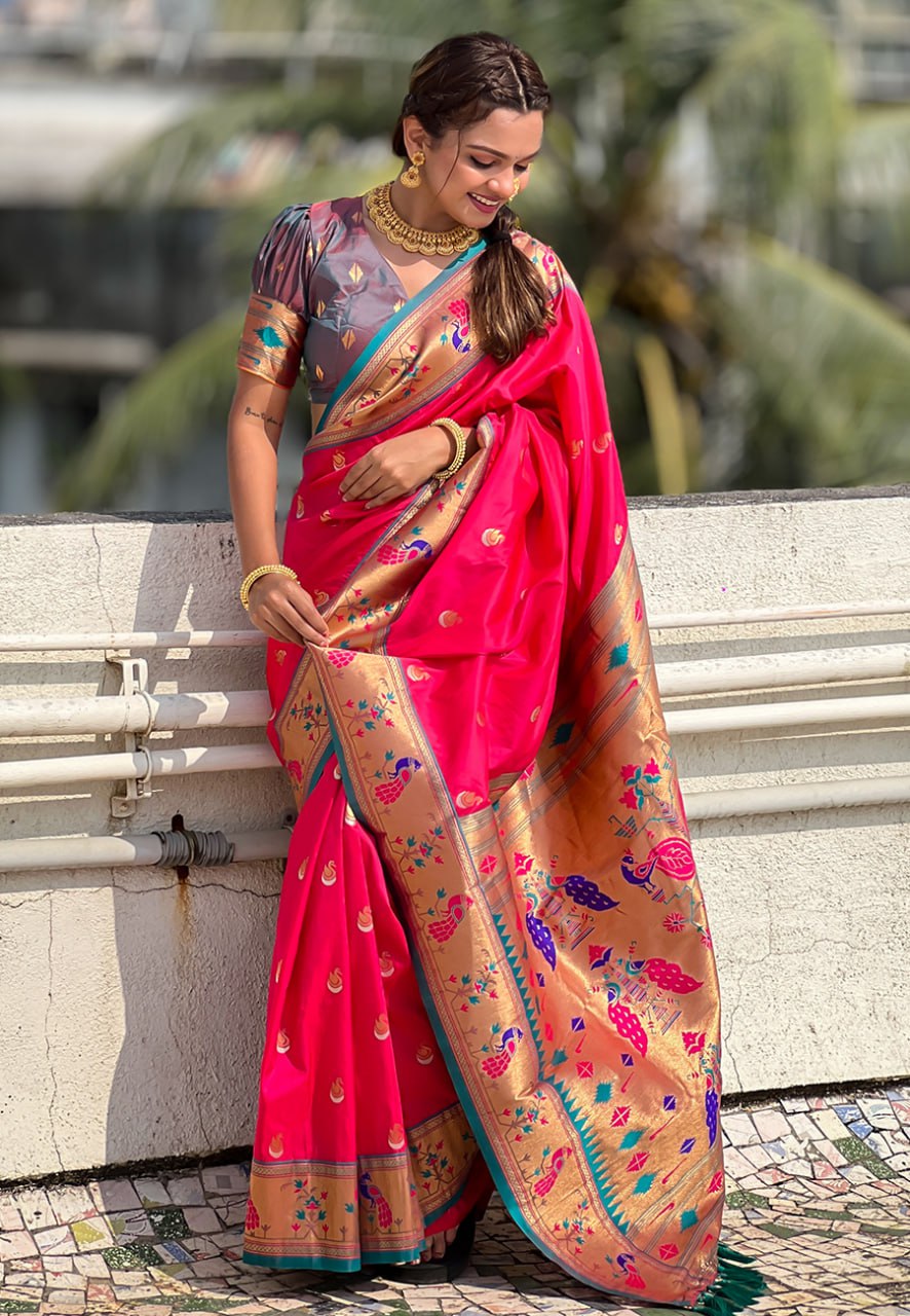 Chandrakor Paithani Soft Silk Saree (RIN116 RAJHANS)