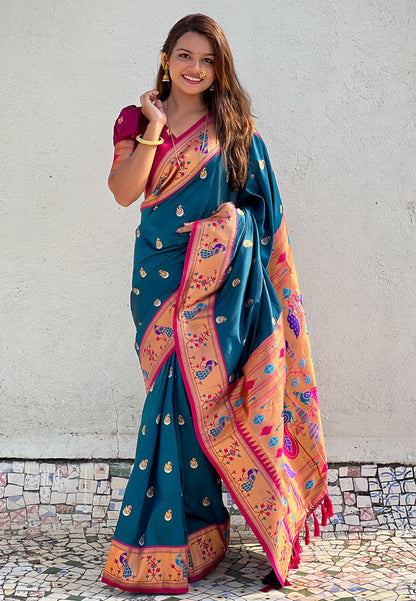 Chandrakor Paithani Soft Silk Saree (RIN116 RAJHANS)