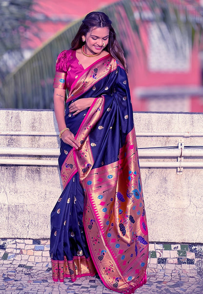 Chandrakor Paithani Soft Silk Saree (RIN116 RAJHANS)