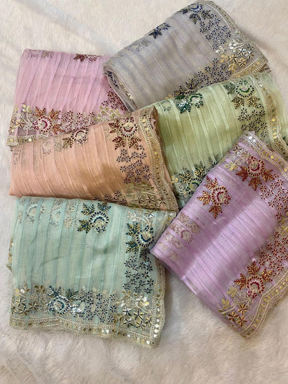 Pure Self Weaving Organza Gota Patti Saree (RIN164 RRS67)