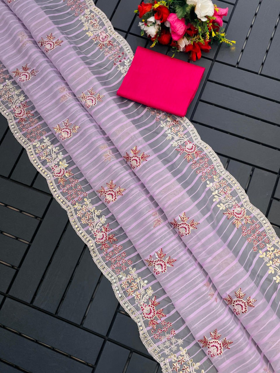 Pure Self Weaving Organza Gota Patti Saree (RIN164 RRS67) SWASTIK CREATIONS The Trend Point