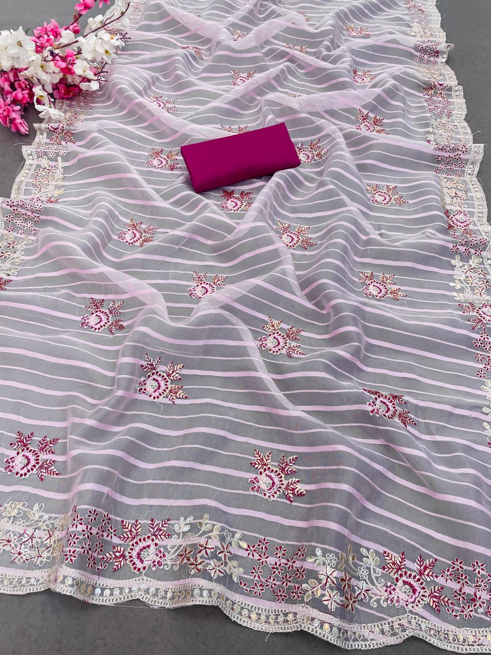 Pure Self Weaving Organza Gota Patti Saree (RIN164 RRS67)