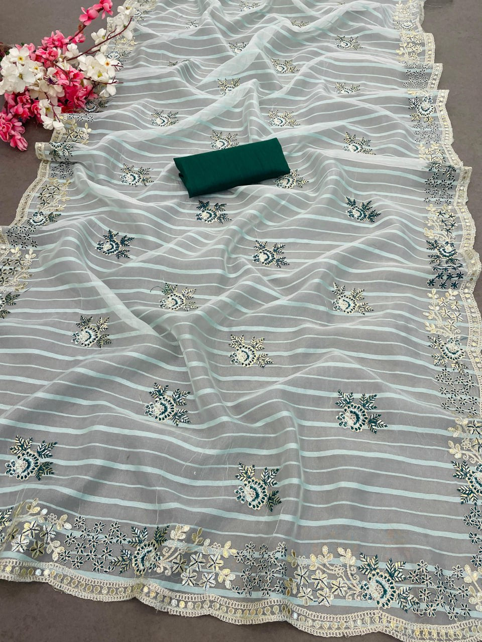 Pure Self Weaving Organza Gota Patti Saree (RIN164 RRS67) SWASTIK CREATIONS The Trend Point