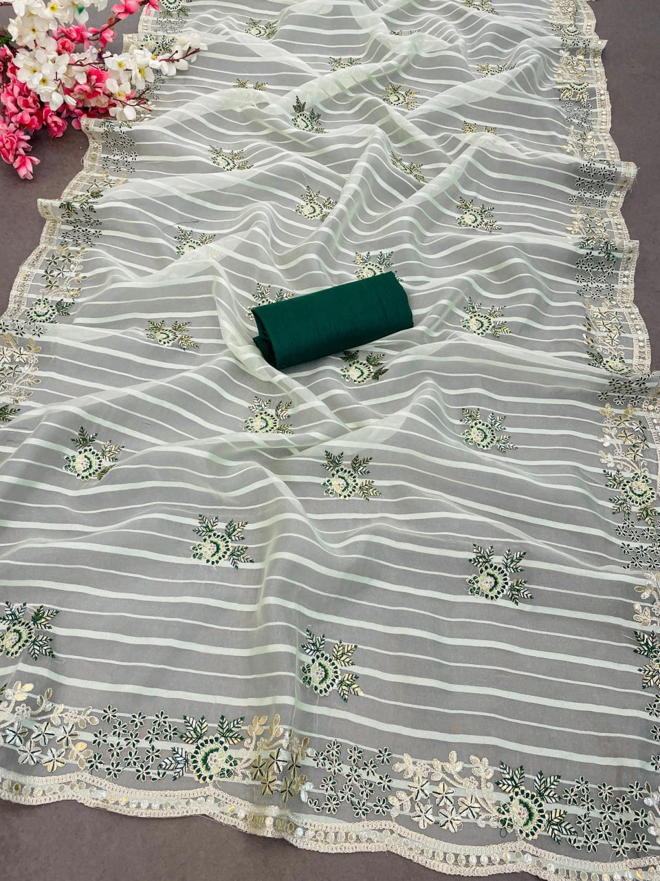 Pure Self Weaving Organza Gota Patti Saree (RIN164 RRS67) SWASTIK CREATIONS The Trend Point