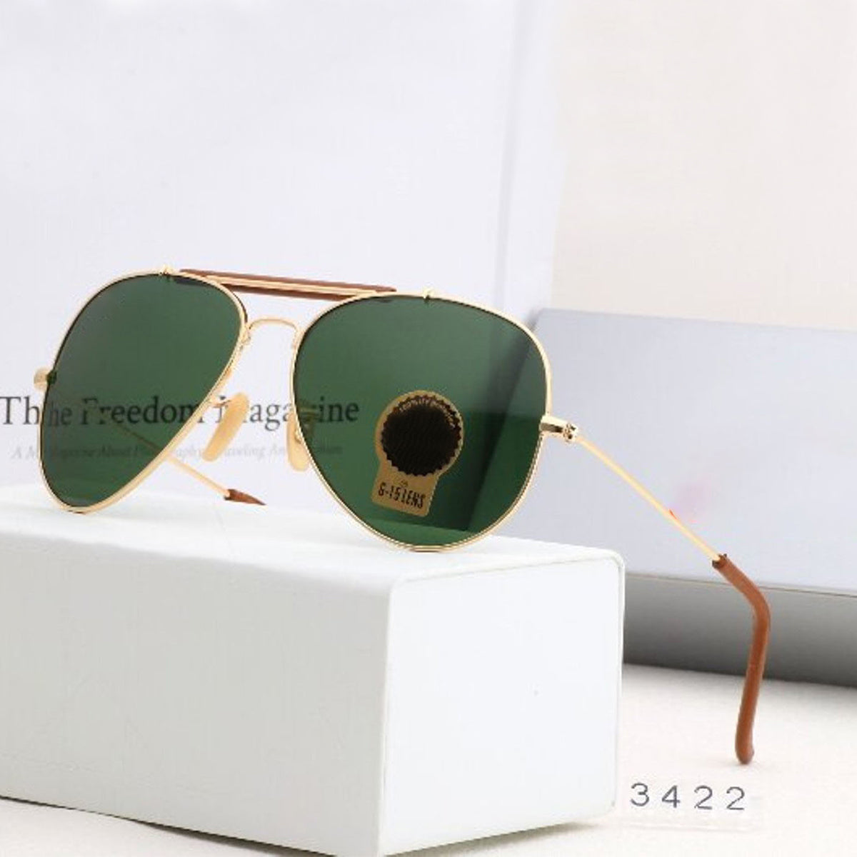 Green Novaper Aviator Sunglasses (SUN-RN-3422-GRN1GLD-M) SWASTIK CREATIONS The Trend Point