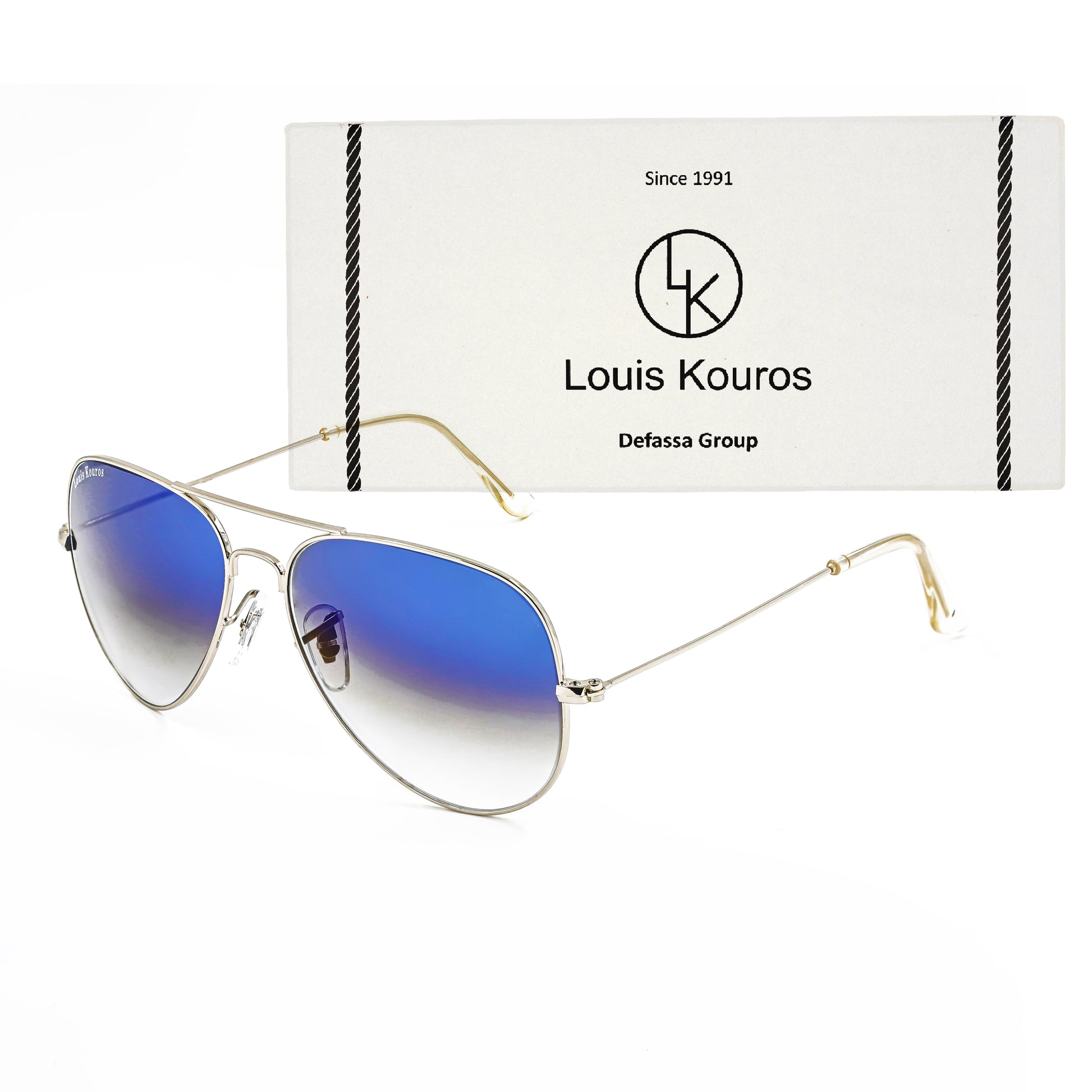 Blue Armstoner Aviator Sunglasses (SUN-LK-3026-BLU2SIL-M)