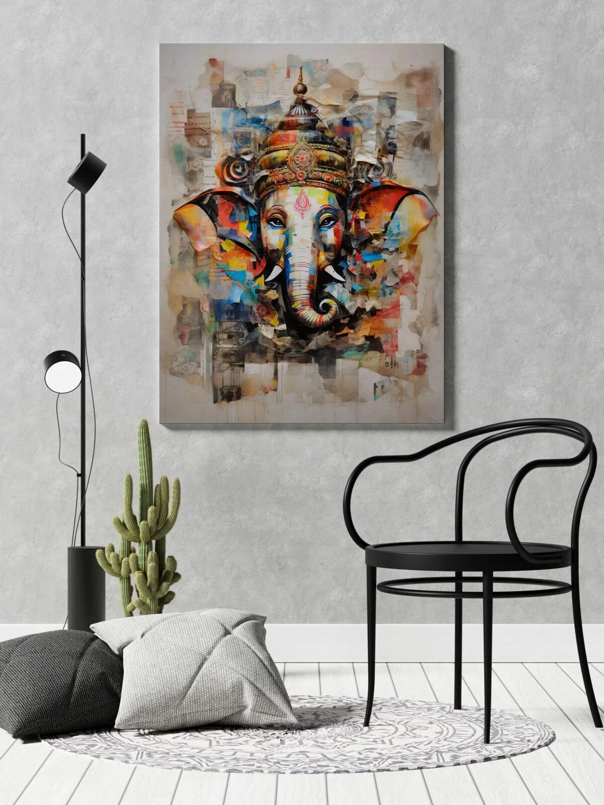 CH-GN1 Lord Ganesh Canvas Paintings For Wall Decoration For Living Room Bedroom Home Office & Hotels SWASTIK CREATIONS The Trend Point