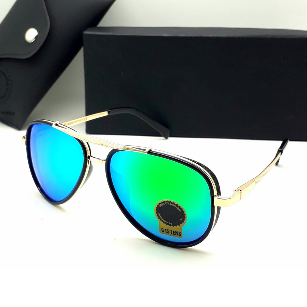 Frogurist 4414 Aviator Sunglasses (SUN-RN-4414-AQG3GLD-M) SWASTIK CREATIONS The Trend Point