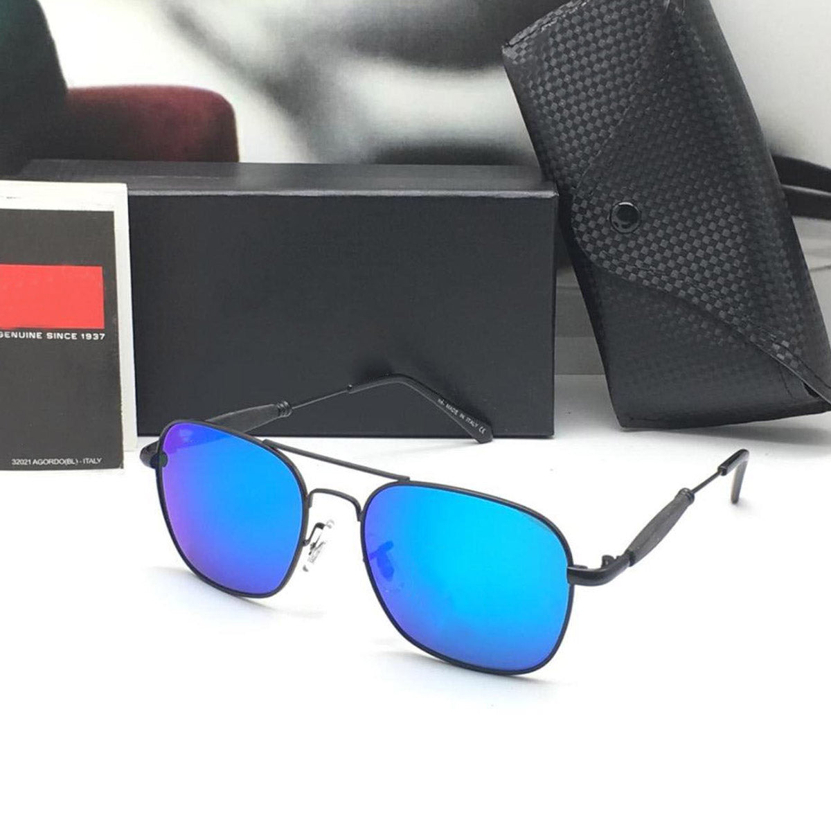 Blue Alicent Square Sunglasses (SUN-RN-1208-AQB3BLK-M) SWASTIK CREATIONS The Trend Point