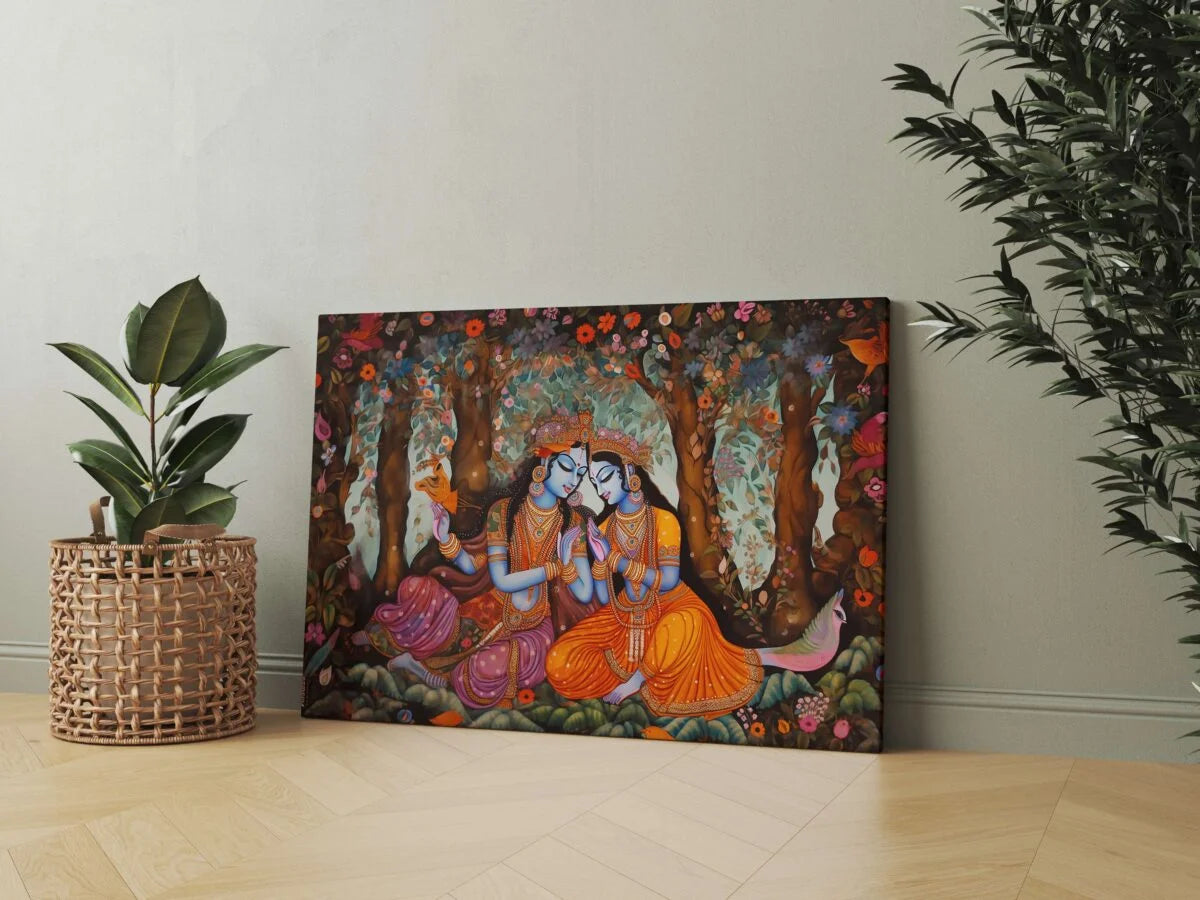 CH-RK-LDP3 Radha Krishna Canvas Paintings For Wall Decoration For Living Room Bedroom Home Office & Hotels SWASTIK CREATIONS The Trend Point