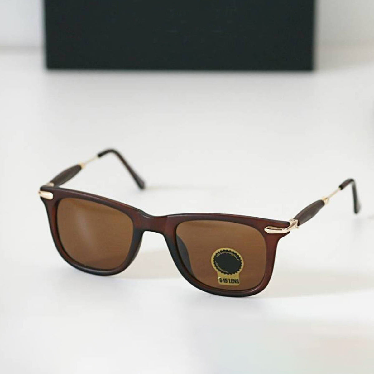 Brown Enigte Square Sunglasses (SUN-RN-2148-BRN1GLD-M) SWASTIK CREATIONS The Trend Point