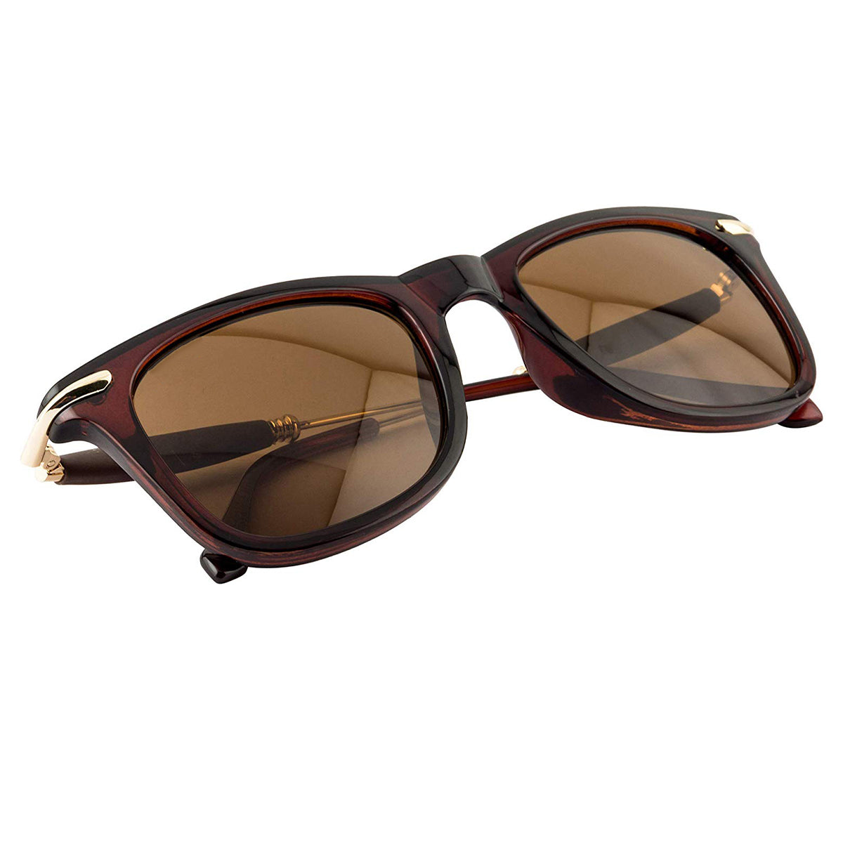 Brown Enigte Square Sunglasses (SUN-RN-2148-BRN1GLD-M) SWASTIK CREATIONS The Trend Point