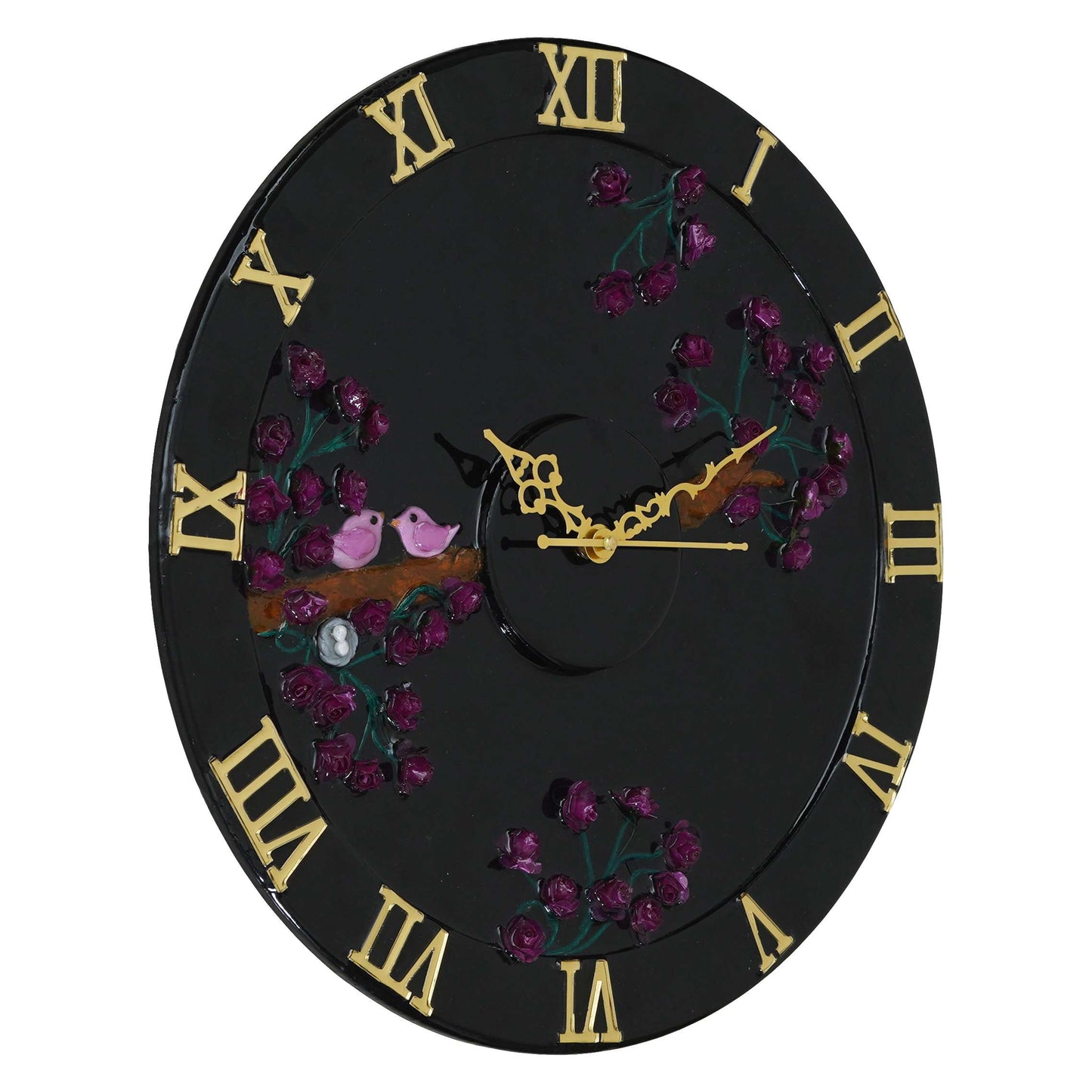 Swastik Trend Point Exquisite Wooden Handmade Wall Clock black With Dark pink and golden Printed Acrylic Wall Clock for Home & Office Decorative Big Size Clock (18 Inch) SWASTIK CREATIONS The Trend Point