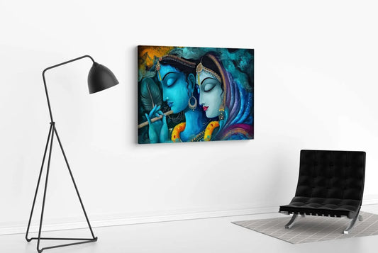 CH-RK-LDP11 Radha Krishna Canvas Paintings For Wall Decoration For Living Room Bedroom Home Office & Hotels