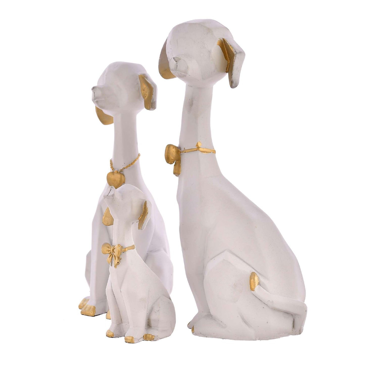 Swastik Trend Point WHITE Golden Set of 3 Cute Dog Statues Animal Figurines Decorative Showpieces for Home Decor in Living Room, Office, Pet Lovers' Spaces - Gift for Dog Enthusiasts on Birthday SWASTIK CREATIONS The Trend Point