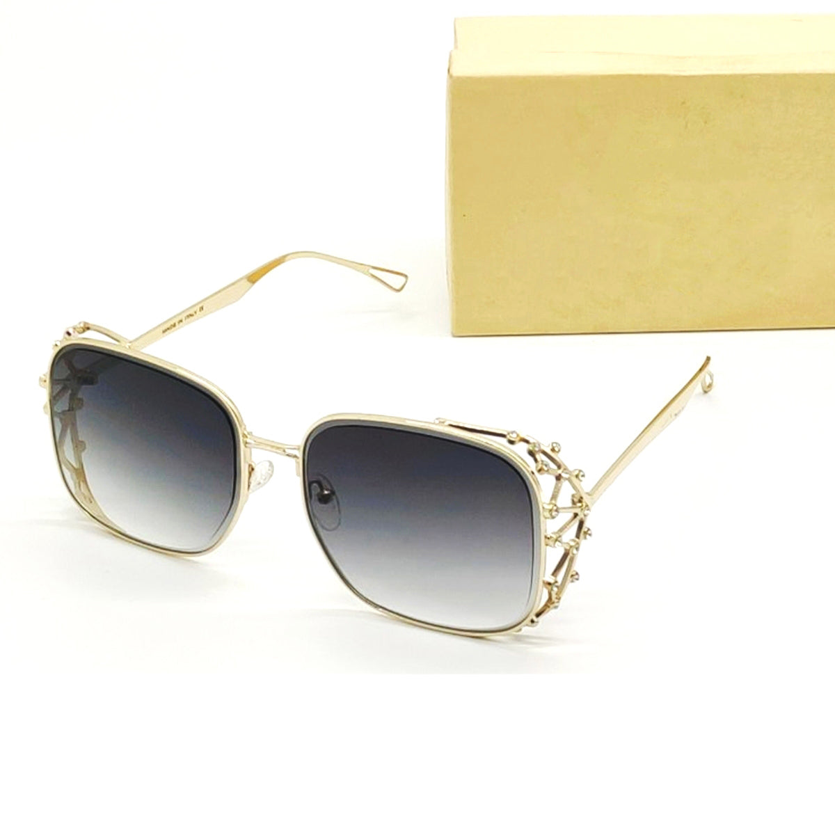 Black stradale Square Sunglasses (SUN-GC-8032-BLK2GLD)