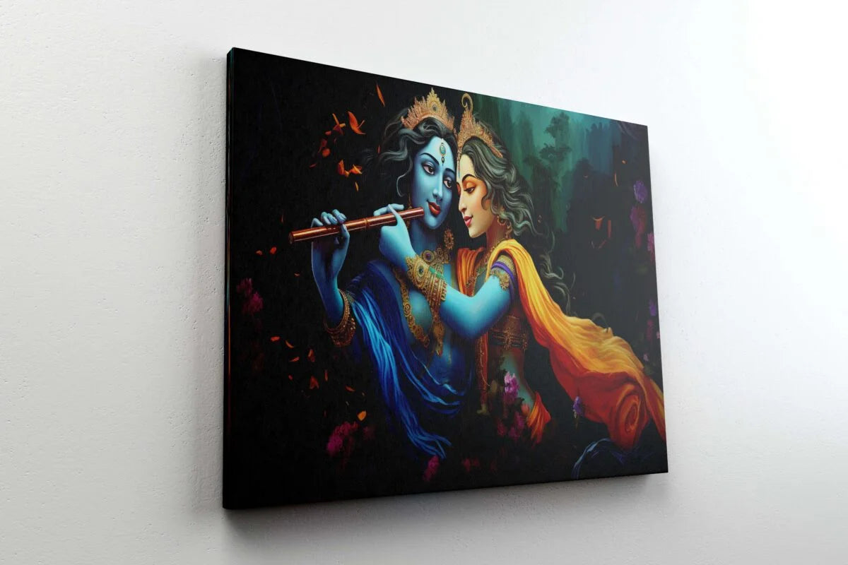 CH-RK-LDP12 Radha Krishna Canvas Paintings For Wall Decoration For Living Room Bedroom Home Office & Hotels SWASTIK CREATIONS The Trend Point