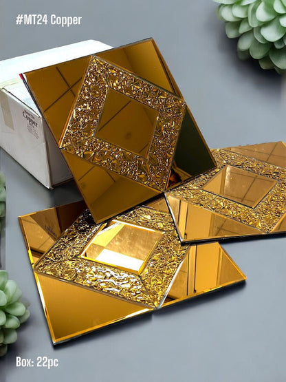 #MT 24 - Copper Glass Mirror Mosaic Tile (Min 22 pc) (1 Tile Coverage Area 0.9 Sq Ft) - SWASTIK CREATIONS The Trend Point