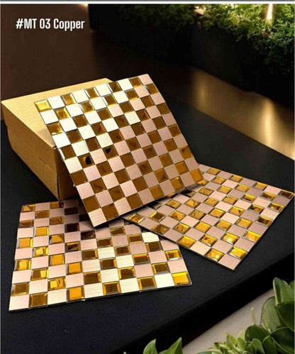 #MT03 - Copper Self Adhesive Mosaic Tile (Box of 33 pcs) (1 Tile Coverage Area 1 Sq Ft) - SWASTIK CREATIONS The Trend Point